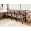 Pemberly Row Waiting Reception 4 Seat Tandem Seating Wood Frame in Brown