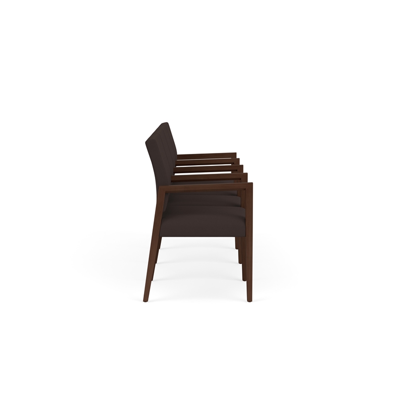 Pemberly Row Waiting Reception 4 Seat Tandem Seating Wood Frame in Brown