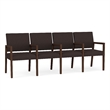 Pemberly Row Waiting Reception 4 Seat Tandem Seating Wood Frame in Brown
