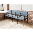Pemberly Row Waiting Reception 4 Seat Tandem Seating Wood Frame in Blue