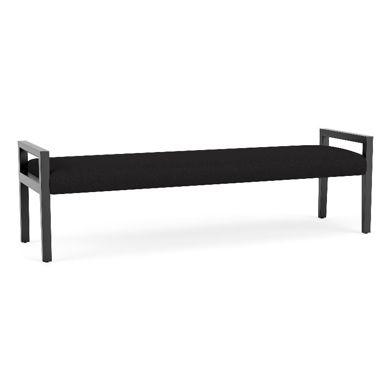 Pemberly Row Waiting Reception 3 Seat Bench Wood Frame in Black