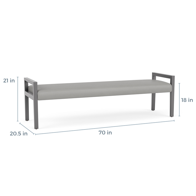 Pemberly Row Waiting Reception 3 Seat Bench Wood Frame in Brown