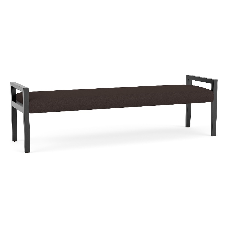 Pemberly Row Waiting Reception 3 Seat Bench Wood Frame in Brown