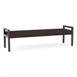 Pemberly Row Waiting Reception 3 Seat Bench Wood Frame in Brown
