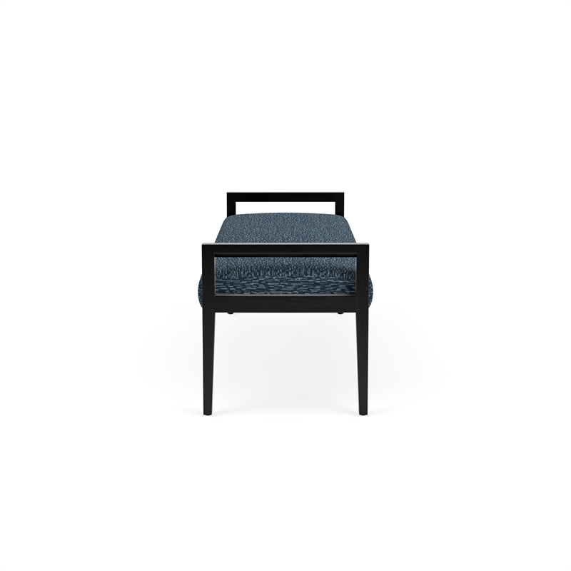 Pemberly Row Waiting Reception 3 Seat Bench Wood Frame in Blue