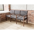 Pemberly Row Waiting Reception 3 Seat Tandem Seating Wood Frame in Black