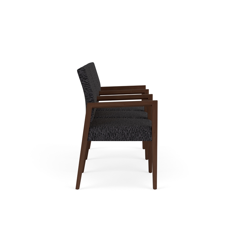 Pemberly Row Waiting Reception 3 Seat Tandem Seating Wood Frame in Black