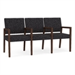 Pemberly Row Waiting Reception 3 Seat Tandem Seating Wood Frame in Black