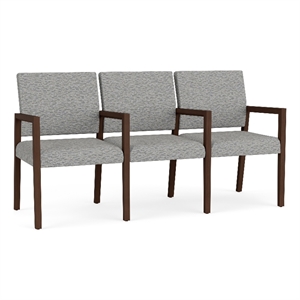 Pemberly Row Waiting Reception 3 Seat Tandem Seating Wood Frame in Gray