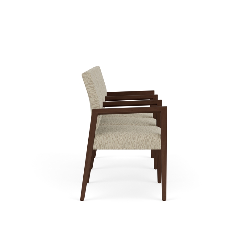Pemberly Row Waiting Reception 3 Seat Tandem Seating Wood Frame in Beige