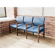 Pemberly Row Waiting Reception 3 Seat Tandem Seating Wood Frame in Blue