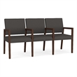 Pemberly Row Waiting Reception 3 Seat Tandem Seating Wood Frame in Gray