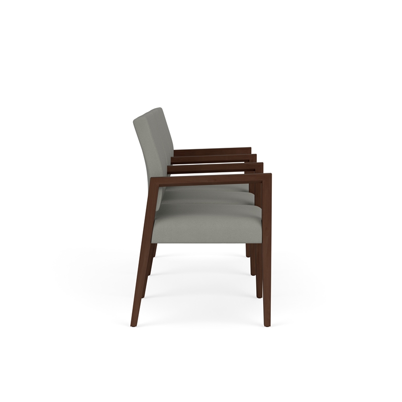Pemberly Row Waiting Reception 3 Seat Tandem Seating Wood Frame in Gray