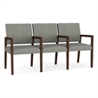 Pemberly Row Waiting Reception 3 Seat Tandem Seating Wood Frame in Gray