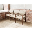 Pemberly Row Waiting Reception 3 Seat Tandem Seating Wood Frame in Brown
