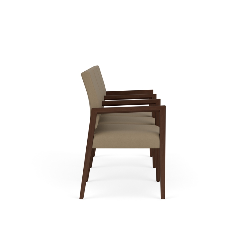 Pemberly Row Waiting Reception 3 Seat Tandem Seating Wood Frame in Brown