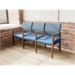 Pemberly Row Waiting Reception 3 Seat Tandem Seating Wood Frame in Blue