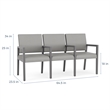 Pemberly Row Waiting Reception 3 Seat Tandem Seating Wood Frame in Blue