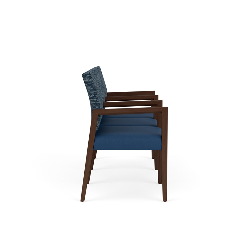 Pemberly Row Waiting Reception 3 Seat Tandem Seating Wood Frame in Blue