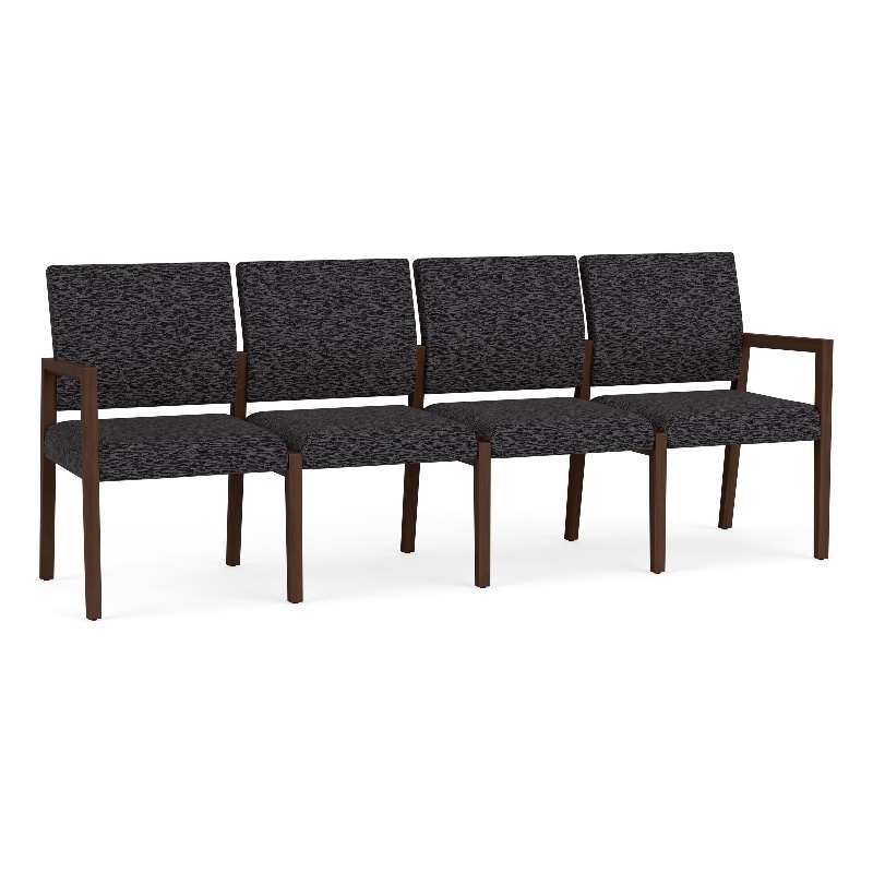Pemberly Row Waiting Reception 4 Seat Tandem Seating No Center Arms in Black