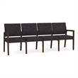 Pemberly Row Waiting Reception 4 Seat Tandem Seating No Center Arms in Black