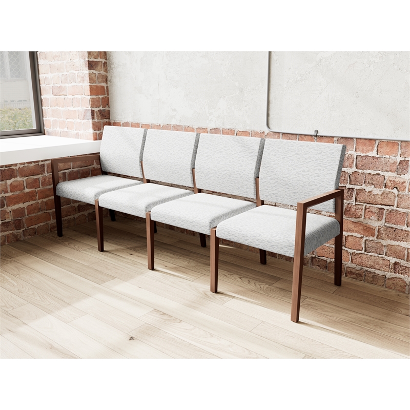 Pemberly Row Waiting Reception 4 Seat Tandem Seating No Center Arms in Gray