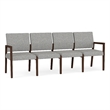 Pemberly Row Waiting Reception 4 Seat Tandem Seating No Center Arms in Gray