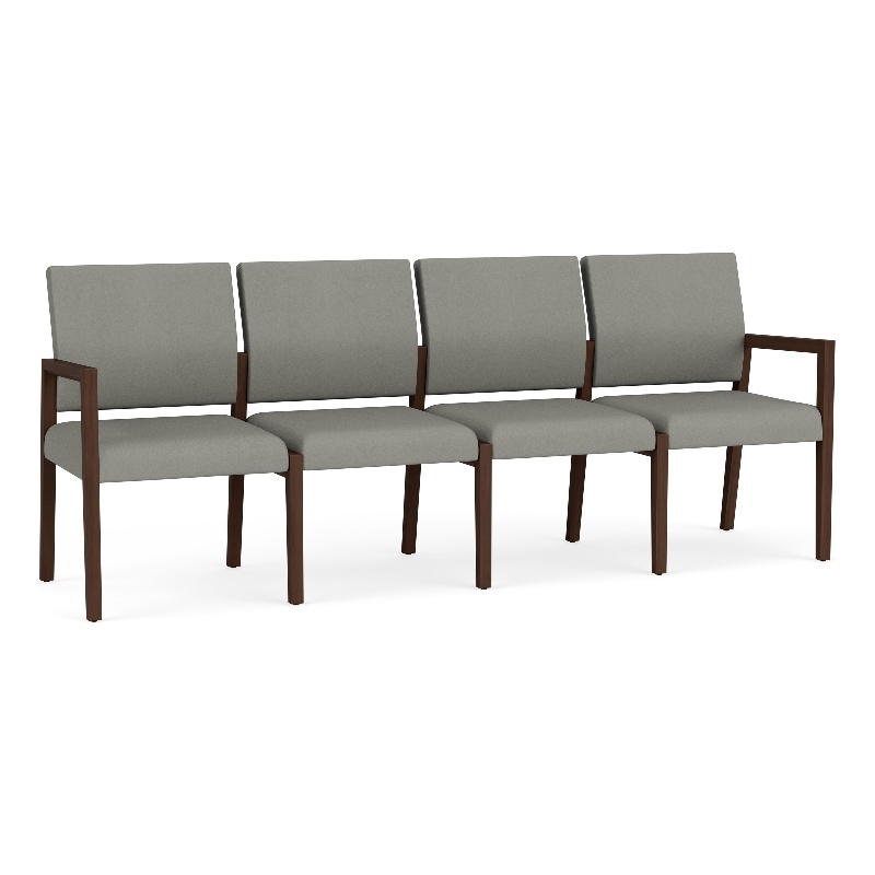 Pemberly Row Waiting Reception 4 Seat Tandem Seating No Center Arms in Gray