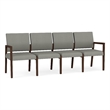 Pemberly Row Waiting Reception 4 Seat Tandem Seating No Center Arms in Gray