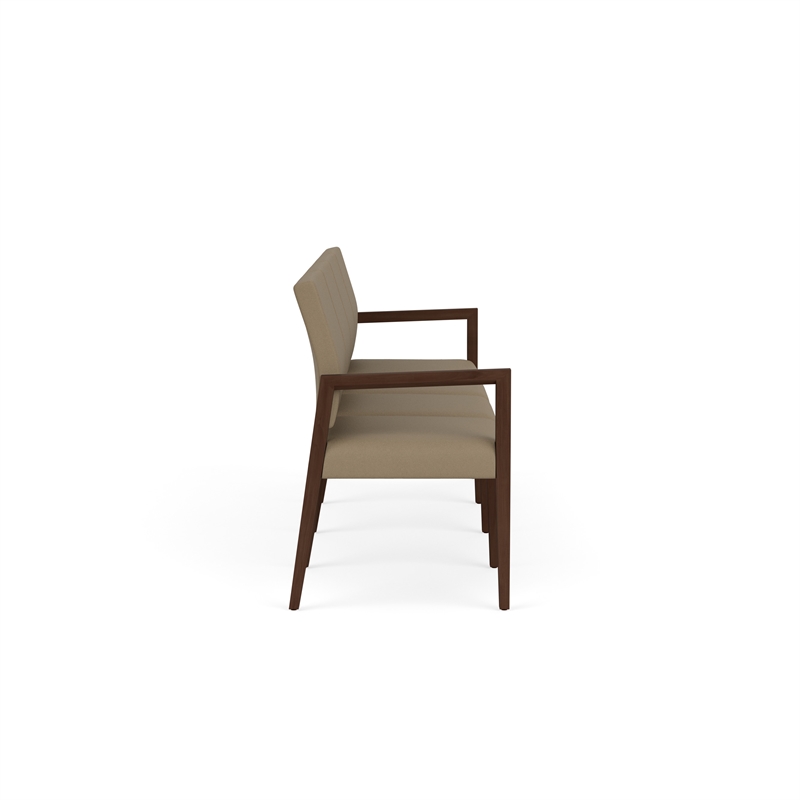 Pemberly Row Waiting Reception 4 Seat Tandem Seating No Center Arms in Brown