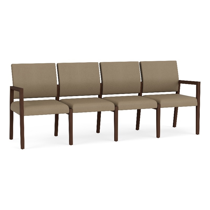 Pemberly Row Waiting Reception 4 Seat Tandem Seating No Center Arms in Brown