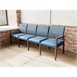 Pemberly Row Waiting Reception 4 Seat Tandem Seating No Center Arms in Blue