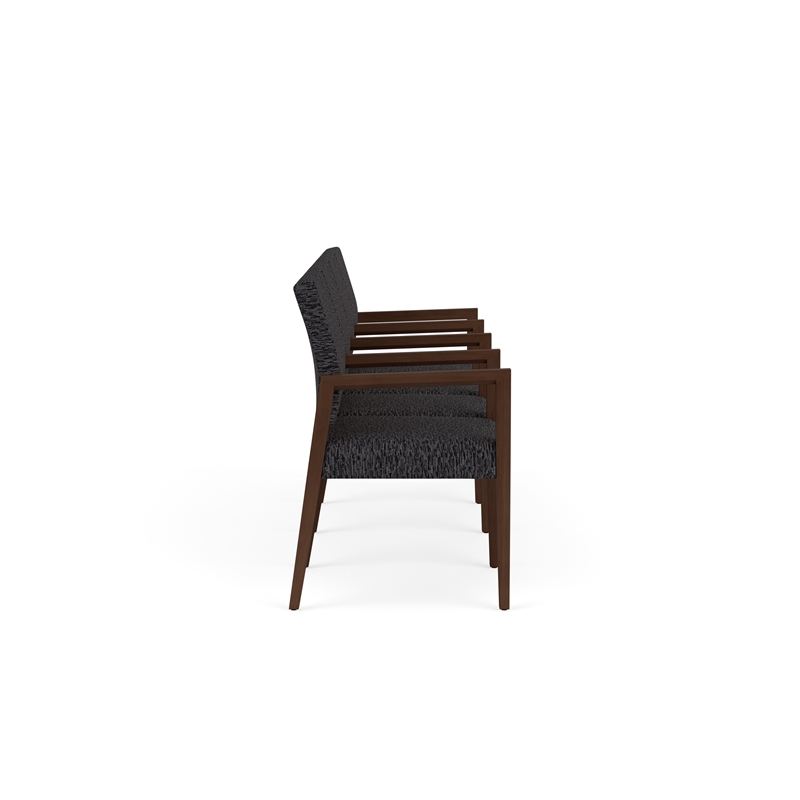 Pemberly Row Waiting Reception 4 Seat Tandem Seating Wood Frame in Black