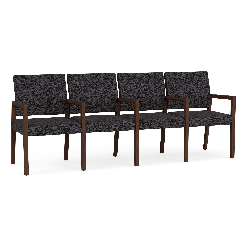 Pemberly Row Waiting Reception 4 Seat Tandem Seating Wood Frame in Black