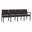 Pemberly Row Waiting Reception 4 Seat Tandem Seating Wood Frame in Black