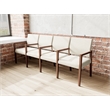 Pemberly Row Waiting Reception 4 Seat Tandem Seating Wood Frame in Beige
