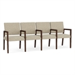 Pemberly Row Waiting Reception 4 Seat Tandem Seating Wood Frame in Beige