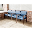 Pemberly Row Waiting Reception 4 Seat Tandem Seating Wood Frame in Blue