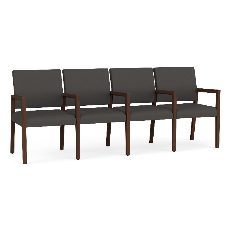 Pemberly Row Waiting Reception 4 Seat Tandem Seating Wood Frame in Gray