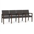 Pemberly Row Waiting Reception 4 Seat Tandem Seating Wood Frame in Gray