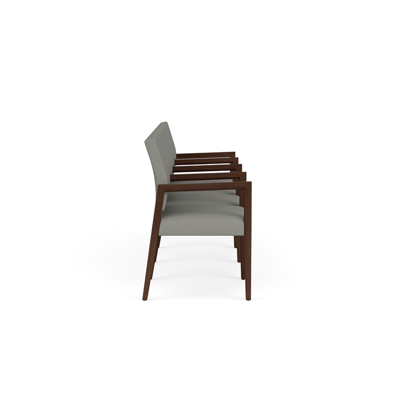 Pemberly Row Waiting Reception 4 Seat Tandem Seating Wood Frame in Gray