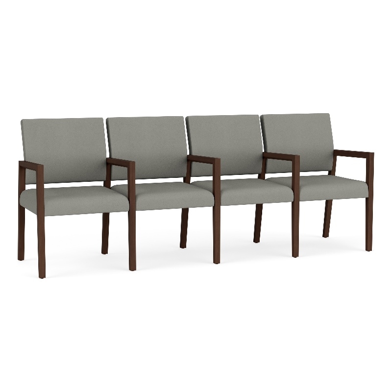 Pemberly Row Waiting Reception 4 Seat Tandem Seating Wood Frame in Gray