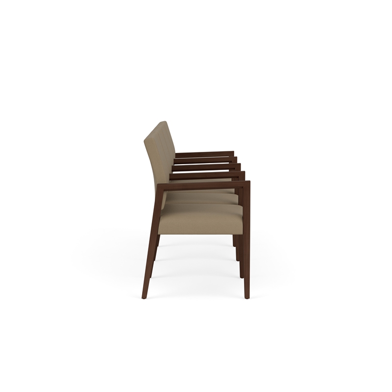 Pemberly Row Waiting Reception 4 Seat Tandem Seating Wood Frame in Brown