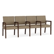 Pemberly Row Waiting Reception 4 Seat Tandem Seating Wood Frame in Brown