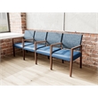 Pemberly Row Waiting Reception 4 Seat Tandem Seating Wood Frame in Blue
