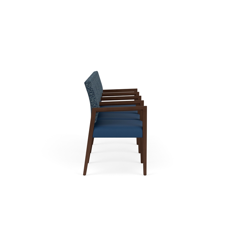 Pemberly Row Waiting Reception 4 Seat Tandem Seating Wood Frame in Blue