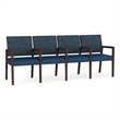 Pemberly Row Waiting Reception 4 Seat Tandem Seating Wood Frame in Blue