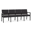Pemberly Row Waiting Reception 4 Seat Tandem Seating No Center Arms in Black