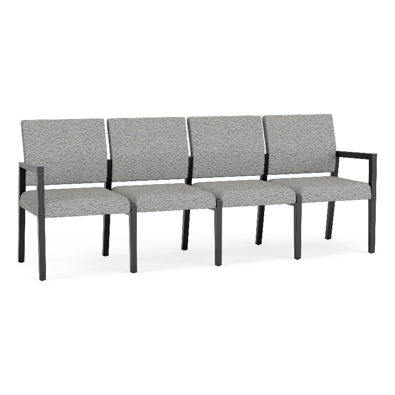 Pemberly Row Waiting Reception 4 Seat Tandem Seating No Center Arms in Gray