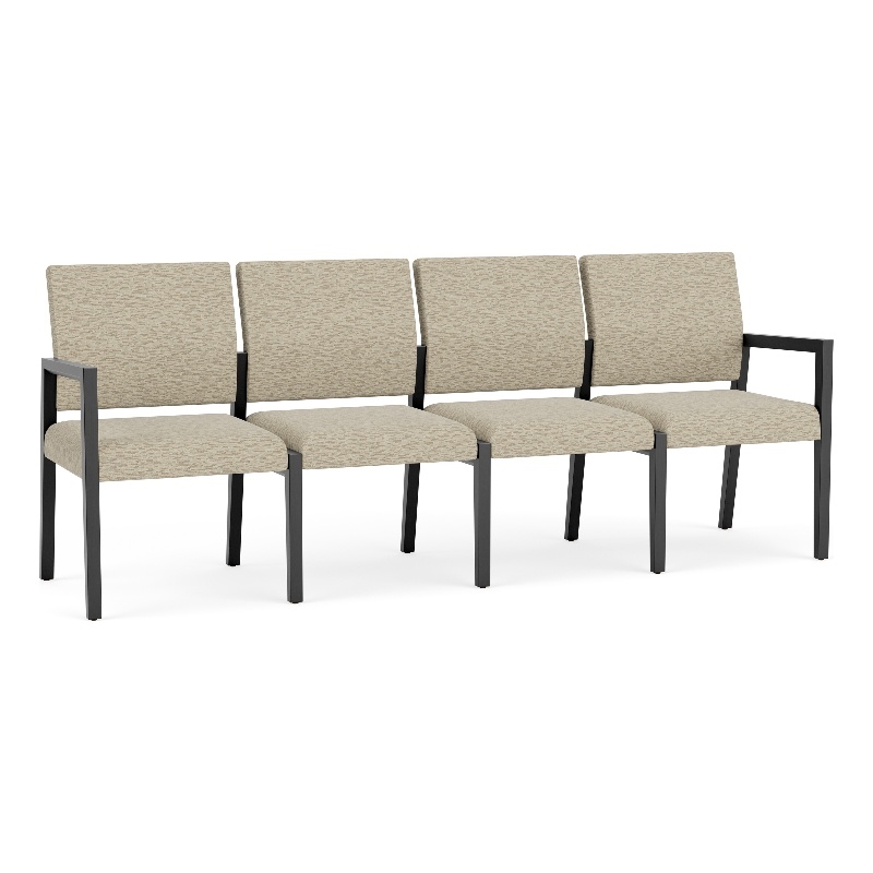 Pemberly Row Waiting Reception 4 Seat Tandem Seating No Center Arms in Beige